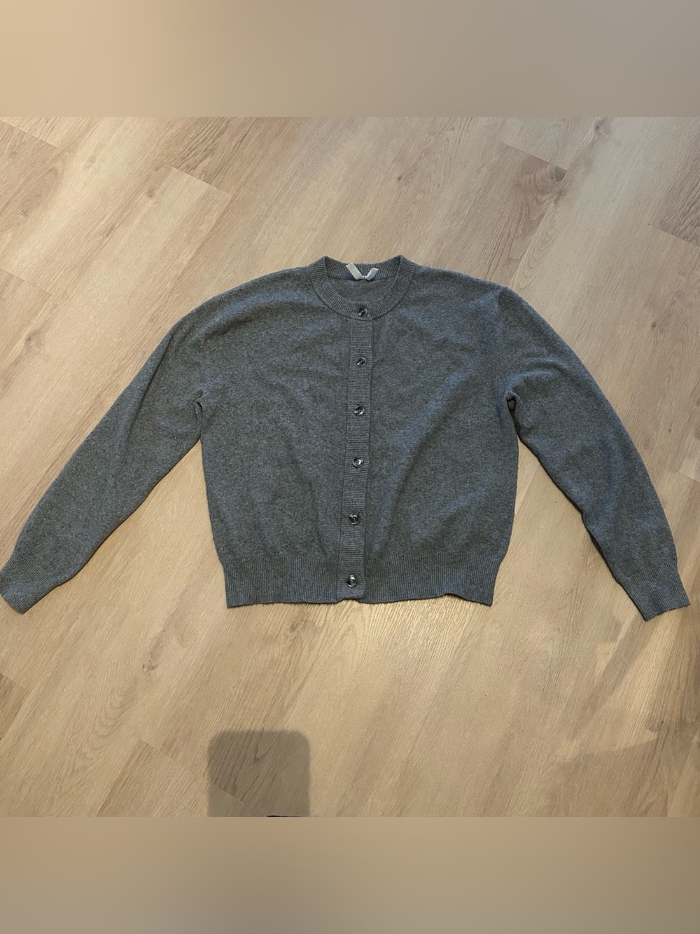 Simons Charcoal Button-Up Crewneck Cardigan